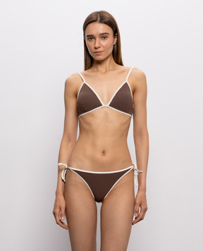 Brunello Cucinelli Brown swimsuit bodice with monil chain MP965VS189