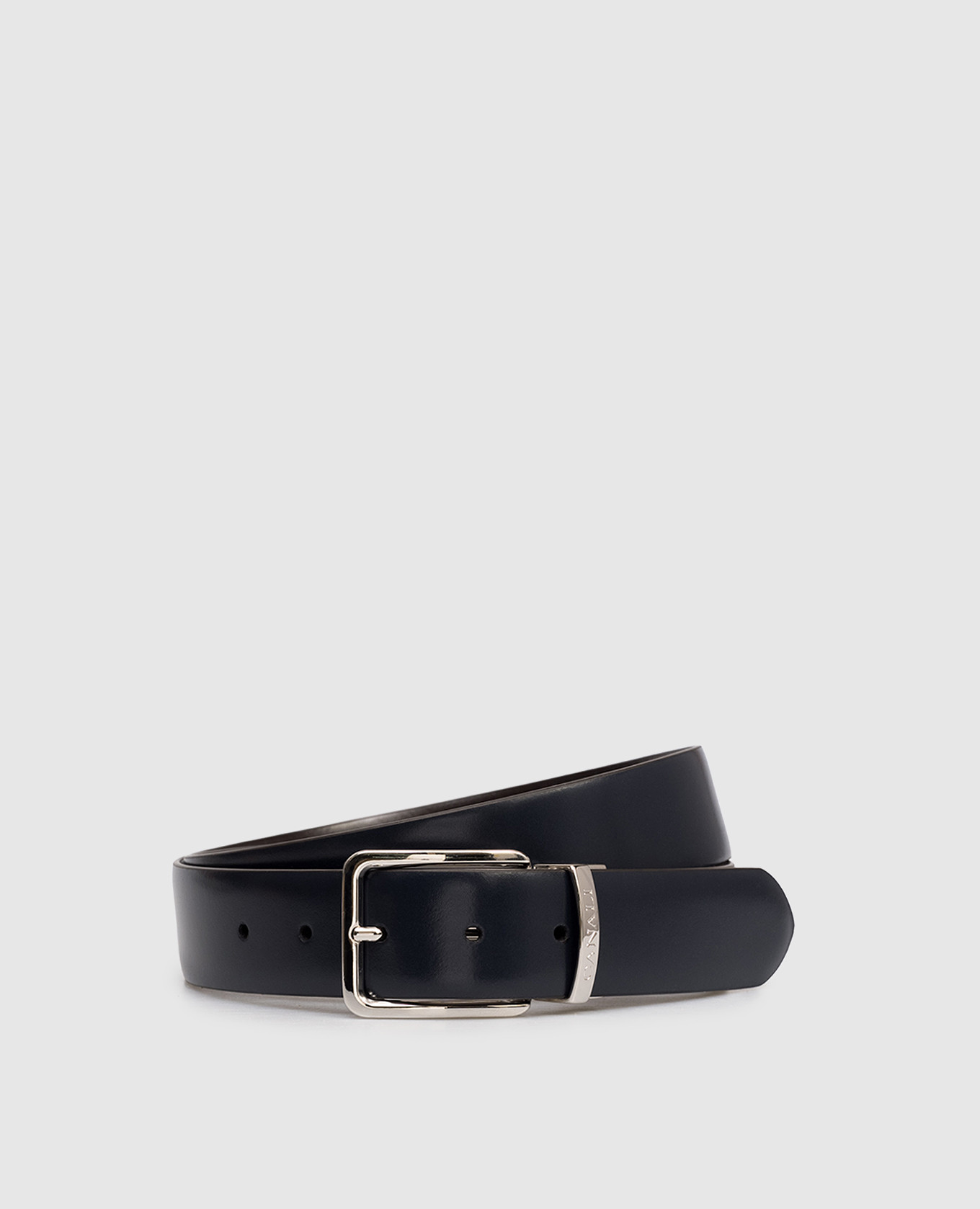 Leather reversible belt with logo