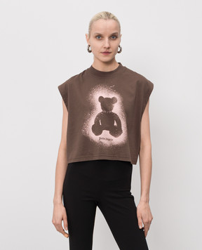 Palm Angels Brown Spray Bear Top PWAC022S26JER001