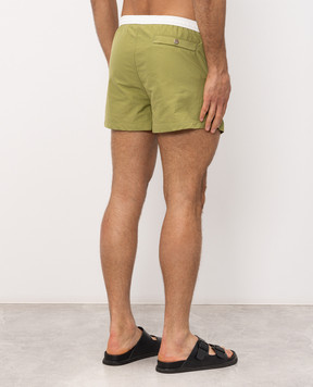 Ami Paris Green swim shorts with textured logo HBW317PA0027