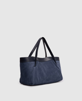 Twinset Blue suede tote bag with logo embossing 261TB7101