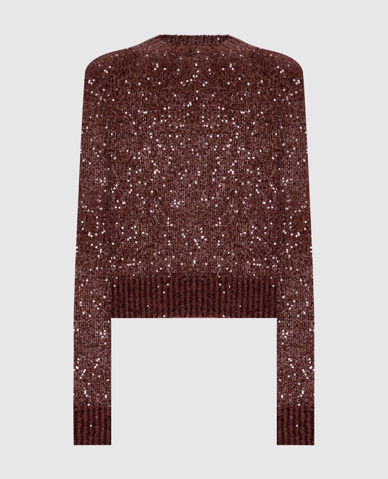 Brown sequined linen, cashmere and silk jumper