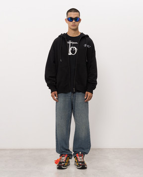 Off-White Black sports jacket with logo embroidery 44MBE015F26F001