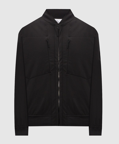 Schwarze Bomberjacke mit Logo-Aufnäher