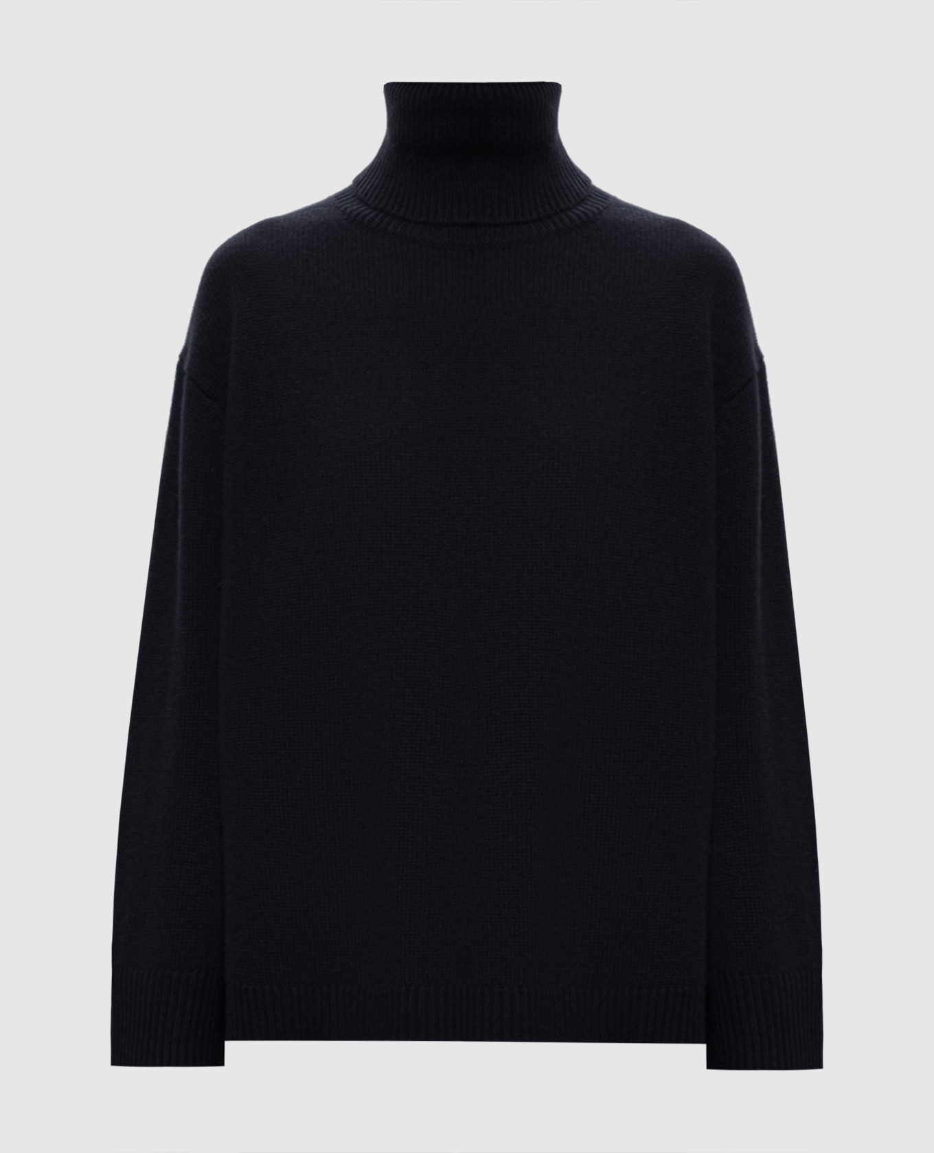 Black wool and cashmere sweater with slits