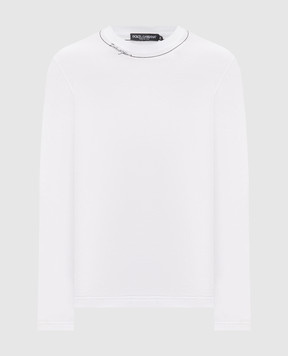 Dolce&Gabbana White longsleeve with contrasting logo embroidery G8SD2ZG7P9O
