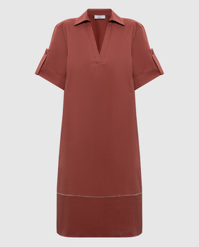 Peserico Red dress with a monil chain A0251301979