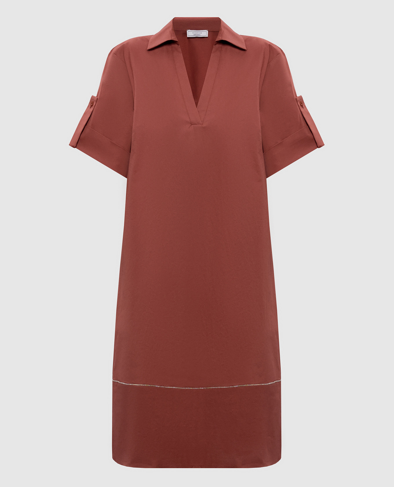 

Red dress with a monil chain Peserico