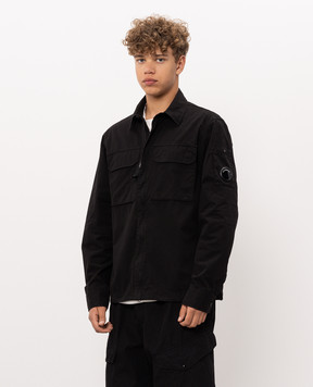 C.P. Company Black zip-up shirt with patch MOS752A110143G