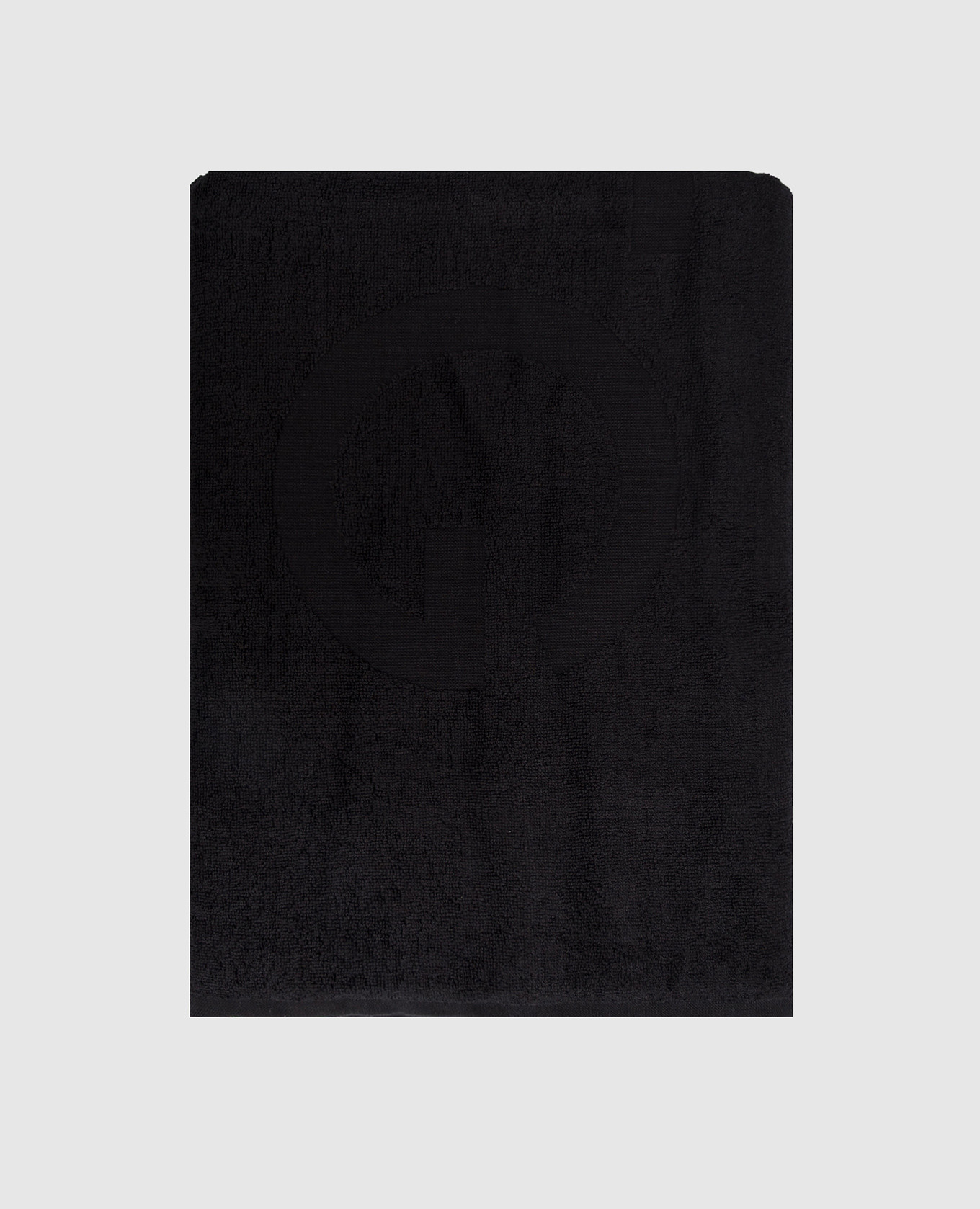 Black terry towel with logo pattern