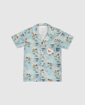 Palm Angels Children's blue printed shirt PBDX001S26FAB001