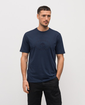 Stefano Ricci Blue T-shirt with embroidered emblem MNH6104970803