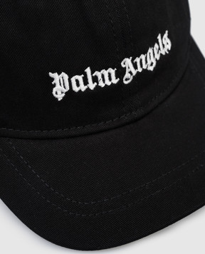 Palm Angels Children's black cap with logo embroidery PGLB001S26FAB003
