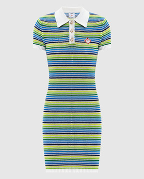 Casablanca White striped polo dress with emblem WSP26KW136601EXBC