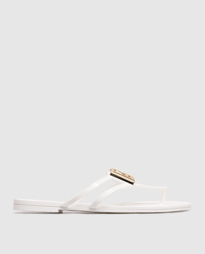 Dolce&Gabbana White flip-flops with textured monogram CW2418AY817