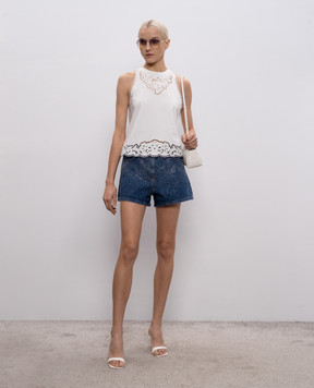 Twinset Blue denim shorts with crystals 261AP2341