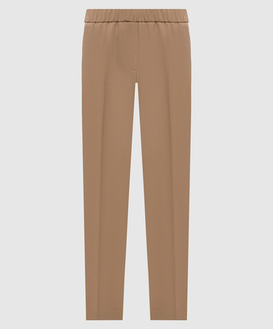 Brown wool pants with monil chain