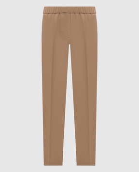 Peserico Brown wool pants with monil chain P0467803464