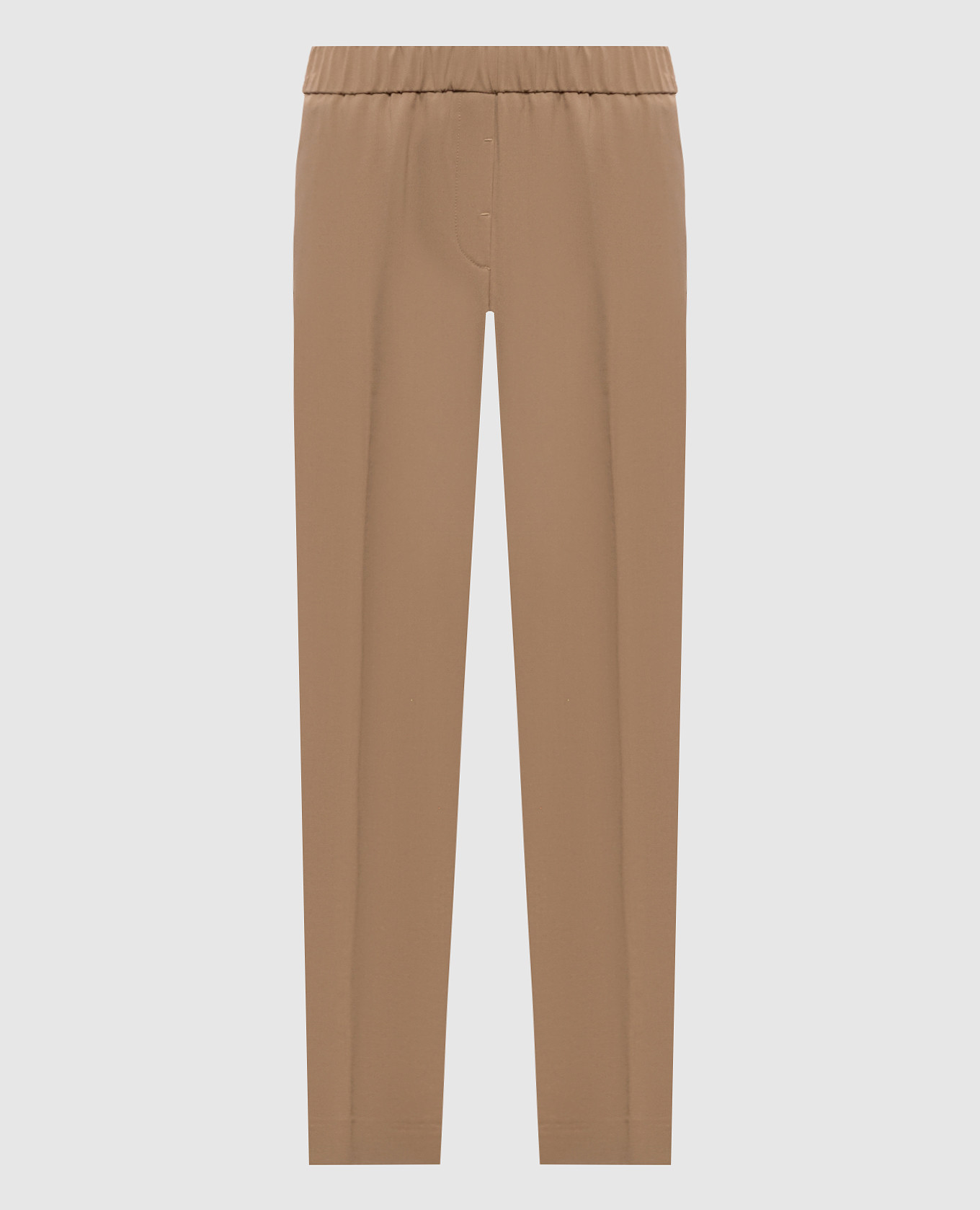 Brown wool pants with monil chain