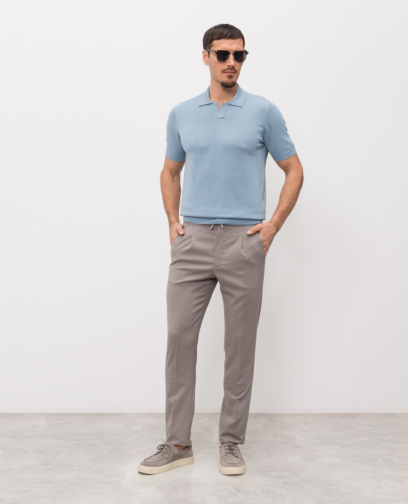 

Blue polo with silk Enrico Mandelli, Light blue