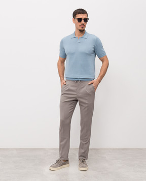 Enrico Mandelli Blue polo with silk 3K006A5645