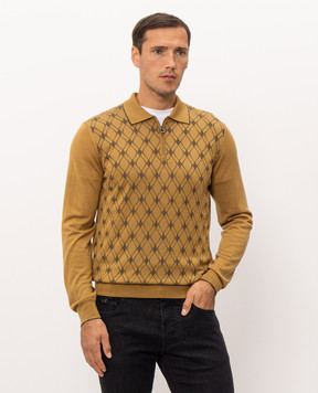 Stefano Ricci Brown wool, silk and cashmere polo shirt KE08025P30E26476