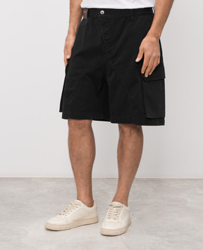 JW Anderson Black denim cargo shorts with logo patch SR0129PG1933