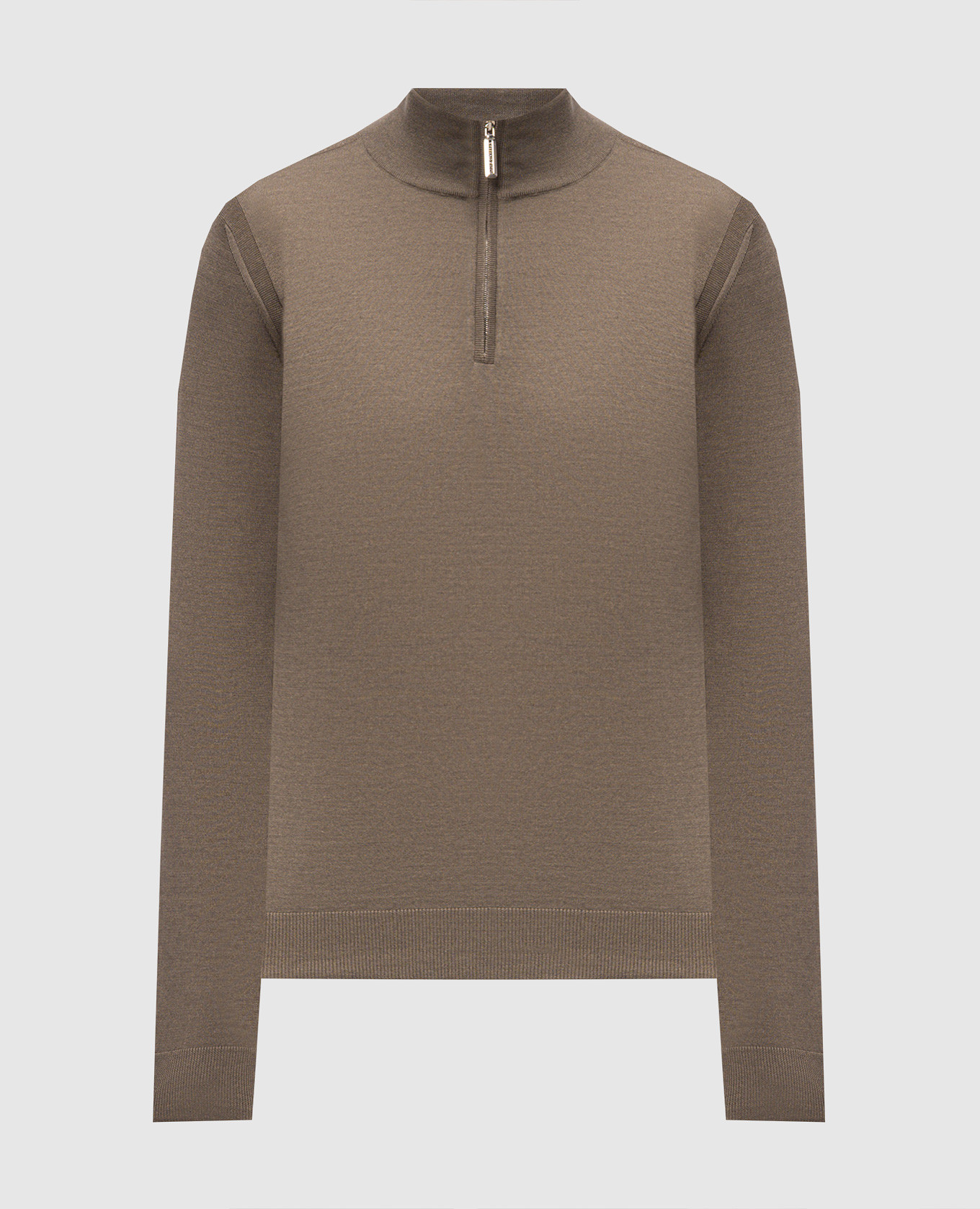 Brown cashmere and silk polo shirt