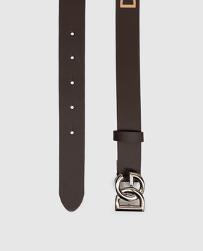 Dolce&Gabbana Children's brown leather belt with logo print EC0083A3M29