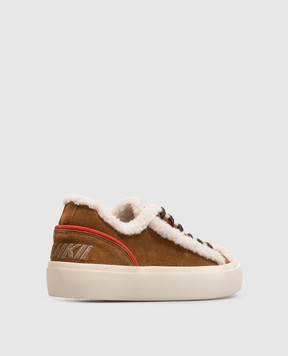 Inuikii Children's brown suede sneakers Lila with fur 300100101113338