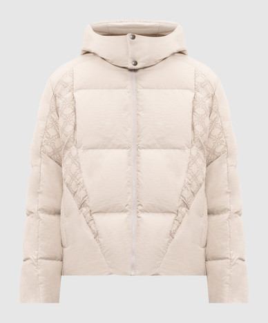 Beige jacket with emblem print