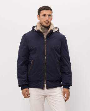 Brunello Cucinelli Blue down jacket with fur MV4061606
