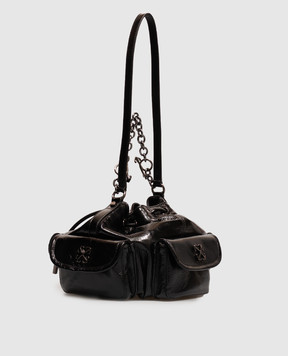 Off-White Dumbo black glossy leather pouch bag OWWMY01F26LT01