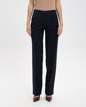 Twinset Blue wool pants with logo 252TT2129