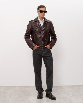 Thom Browne Burgundy leather jacket MJO267XL0182