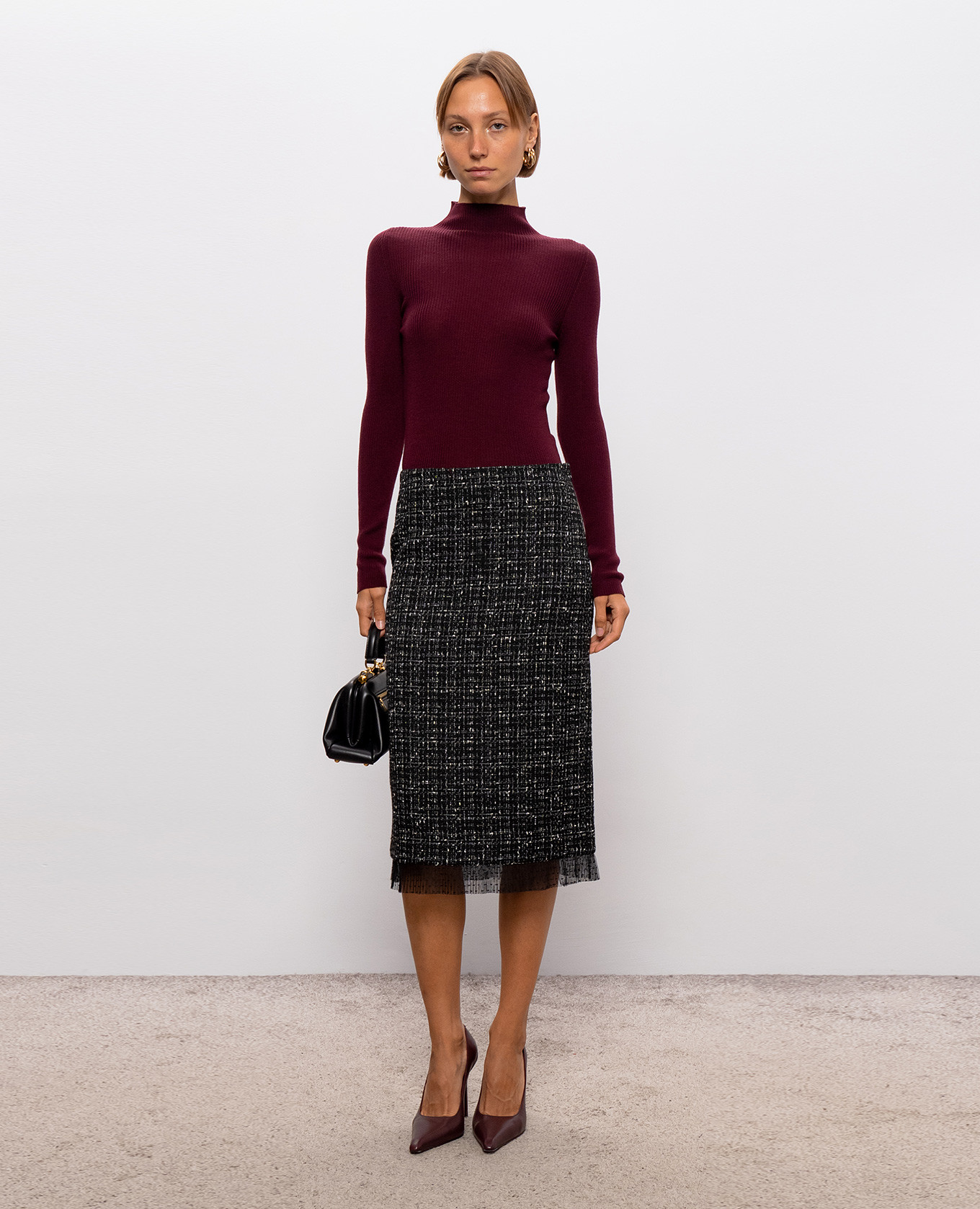 Black tweed pencil skirt Twinset 2