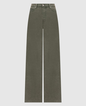 Dondup Dakota green corduroy pants with logo patch DP849VS0028YNA8