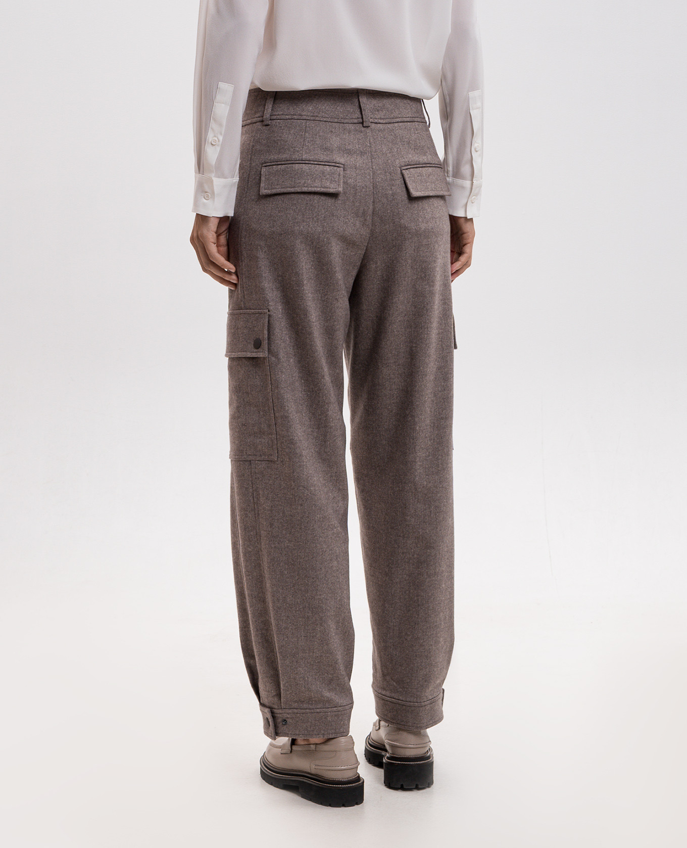 Brown cargo pants with wool Peserico 4