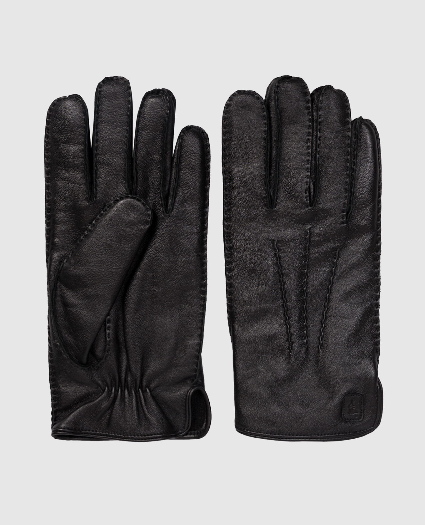 

Black leather gloves with emblem Trussardi
