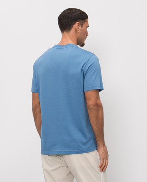 Moncler Blue t-shirt with logo patch L10918C0007489B8Q