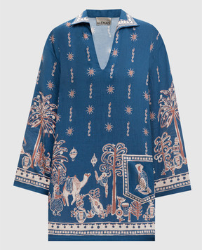 Alemais Acacia blue linen mini dress 6202D