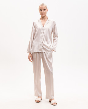 Dore & Rose Beige striped silk pajamas SILKPJSET