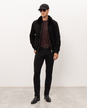 Enrico Mandelli Black jeans with logo patch 0MIAMI6255