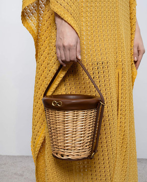 Twinset Beige wicker bucket bag 261TD8253