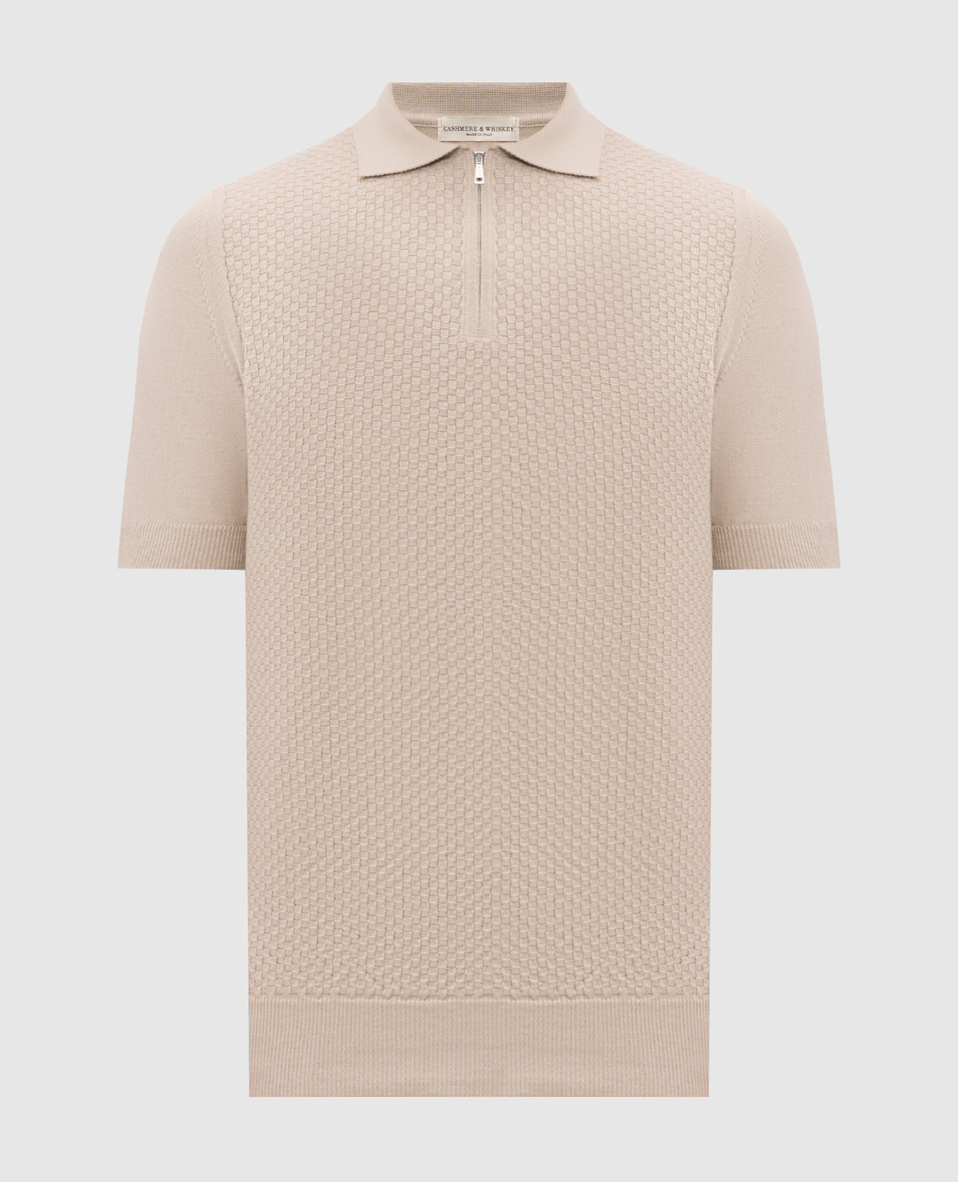 Beige polo shirt with a pattern