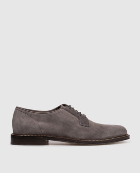 Brunello Cucinelli Gray suede loafers MPUPAIT654