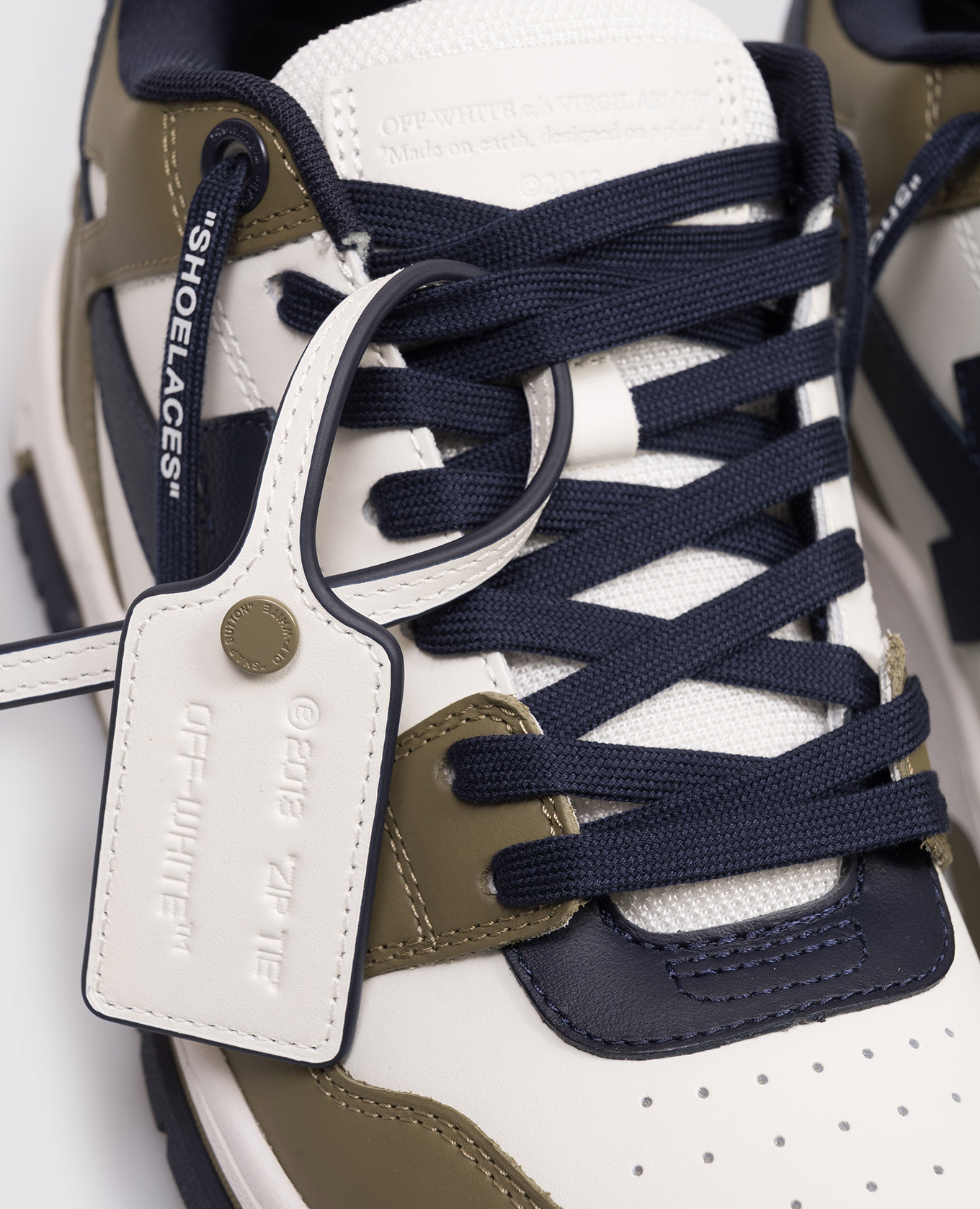 

Out Of Office Khaki Leather Sneakers Off-White