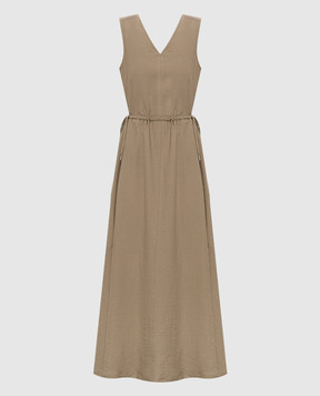 Peserico Khaki dress with monil chain A0222405435