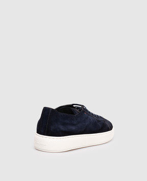 Santoni Blue suede sneakers with a degraded effect MBCD21571BARTAOL