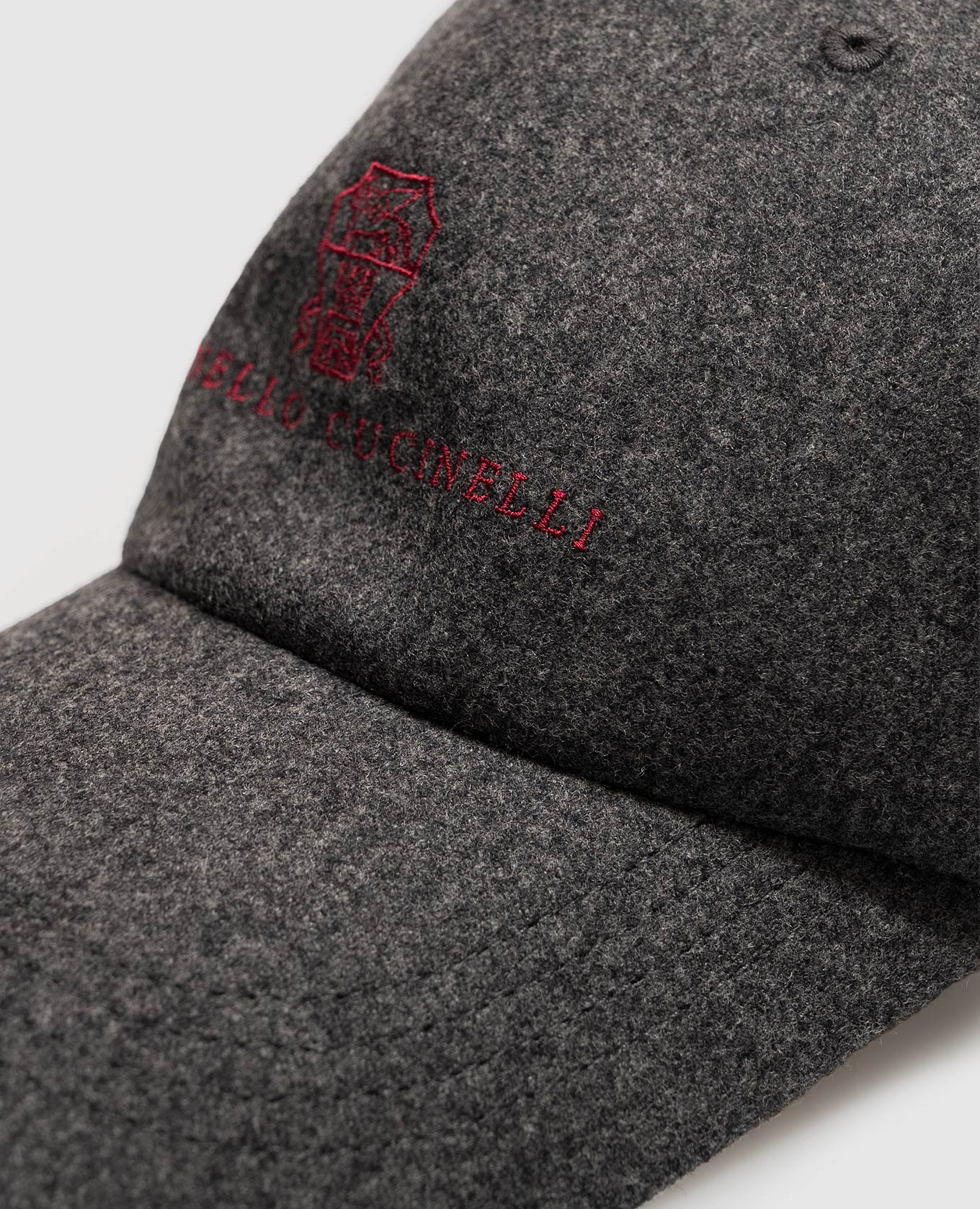 Grey wool cap with logo embroidery Brunello Cucinelli 4